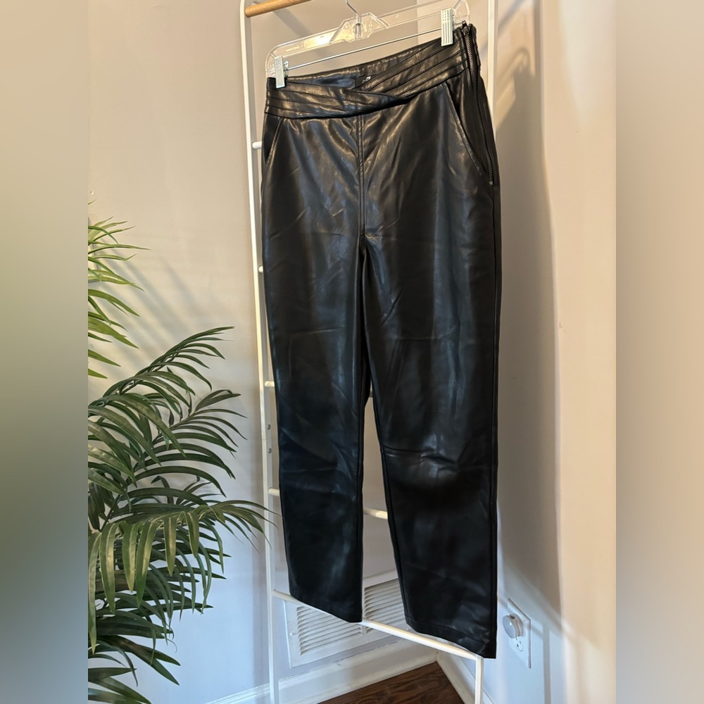 7 For All Mankind Charcoal Faux Leather Pants
